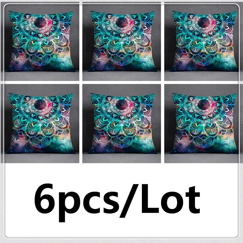 Modern teal cosmic leaves flower pillowcase set bedroom decor