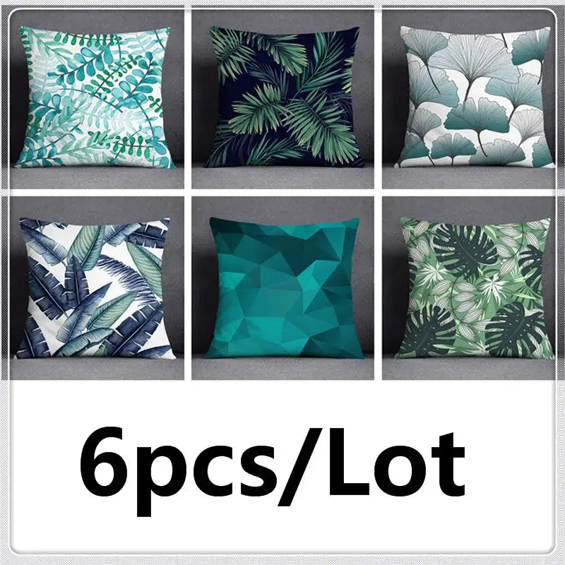 Modern teal cosmic leaves flower pillowcase set bedroom decor