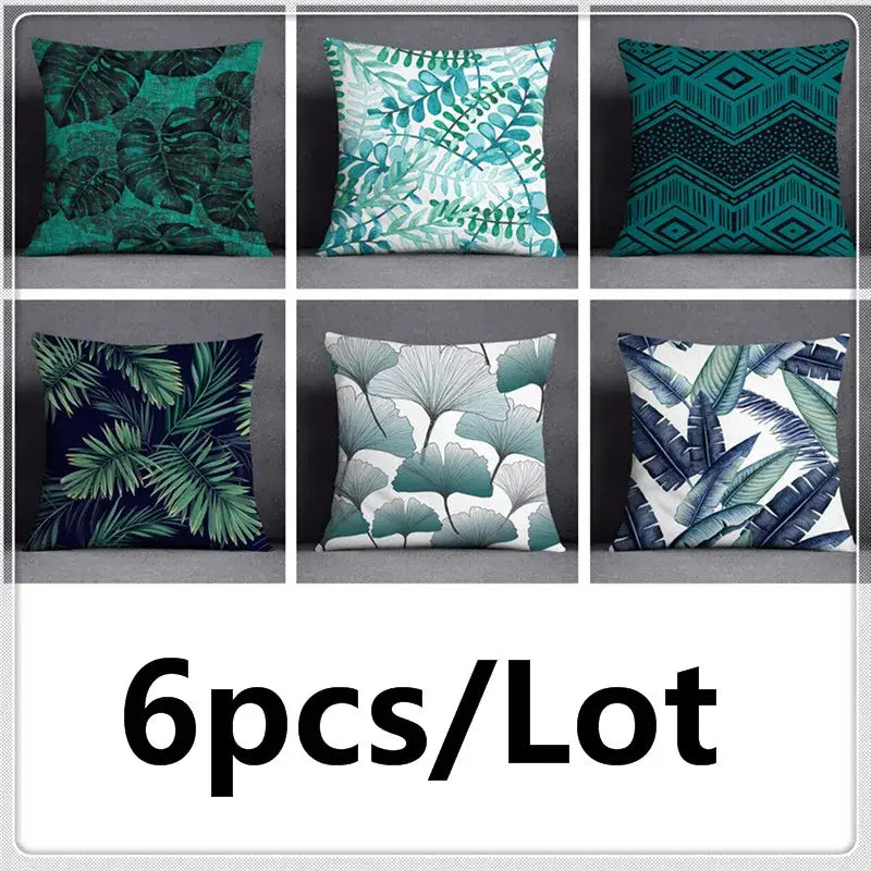 Modern teal cosmic leaves flower pillowcase set bedroom decor