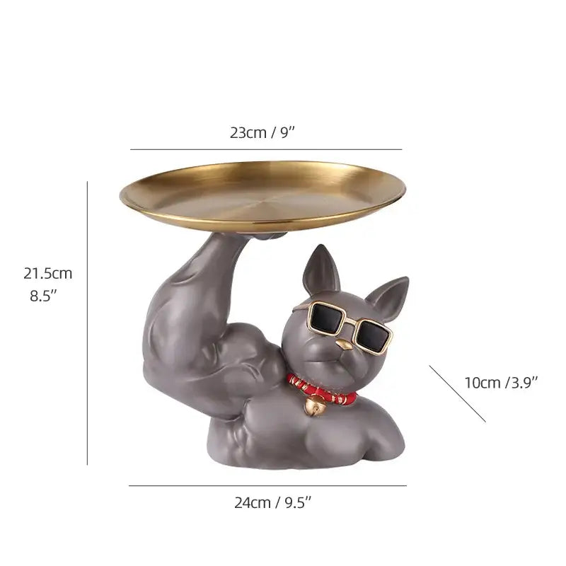 Modern teal decorbites bulldog tray living room sculpture