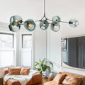 Modern teal glass branch ceiling chandelier dining room light