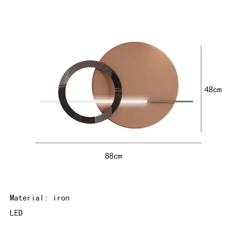 Modern teal & gold led wall sconce bedroom circular wall art
