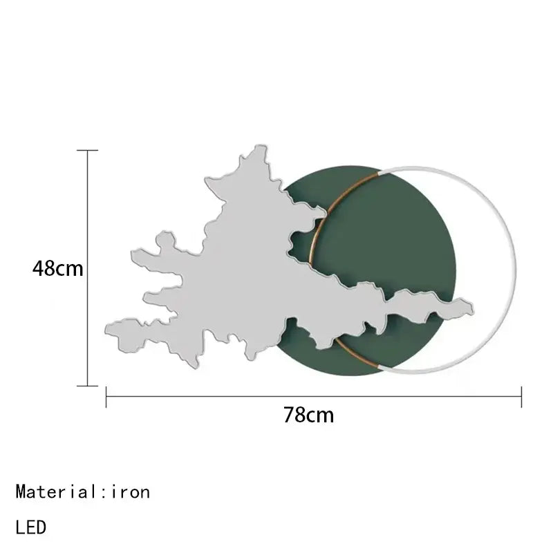 Modern teal & gold led wall sconce bedroom circular wall art