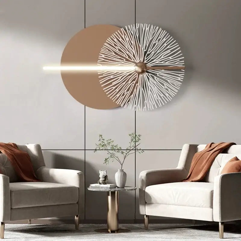 Modern teal & gold led wall sconce bedroom circular wall art