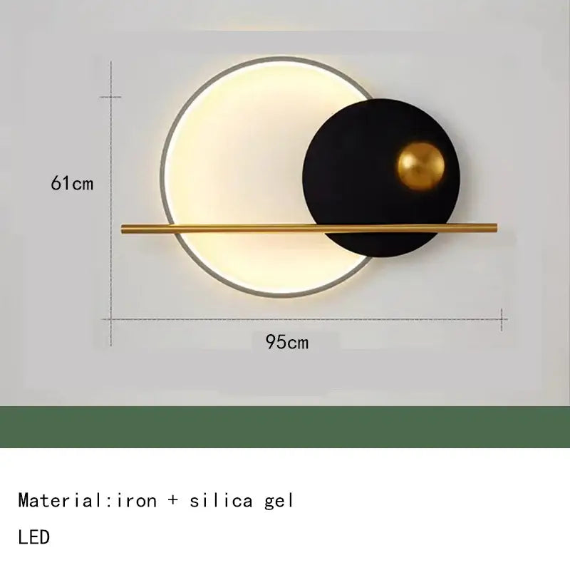 Modern teal & gold led wall sconce bedroom circular wall art