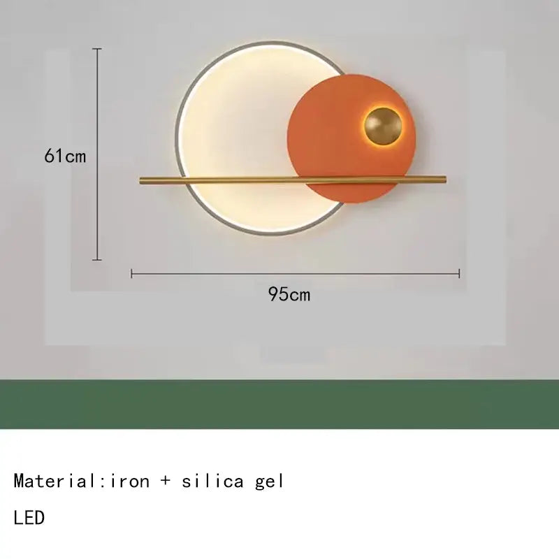 Modern teal & gold led wall sconce bedroom circular wall art