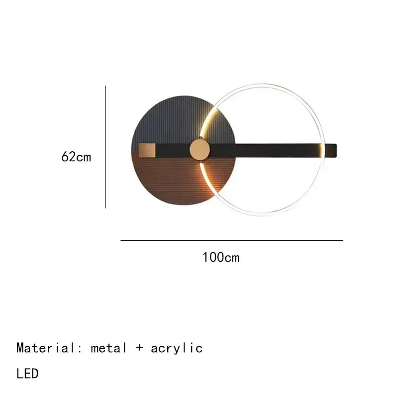 Modern teal & gold led wall sconce bedroom circular wall art