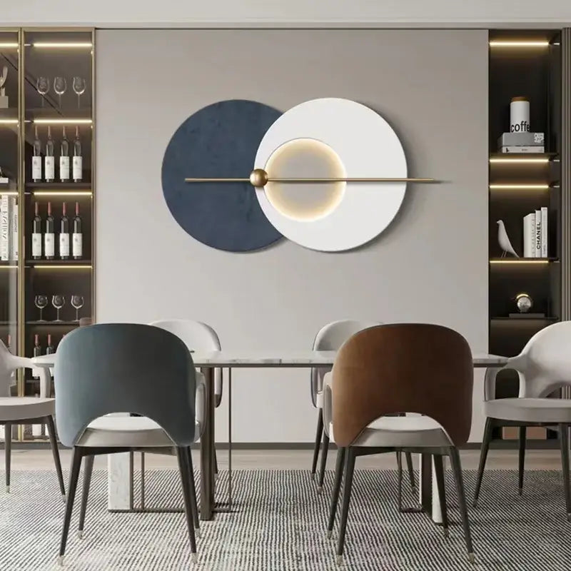 Modern teal & gold led wall sconce bedroom circular wall art