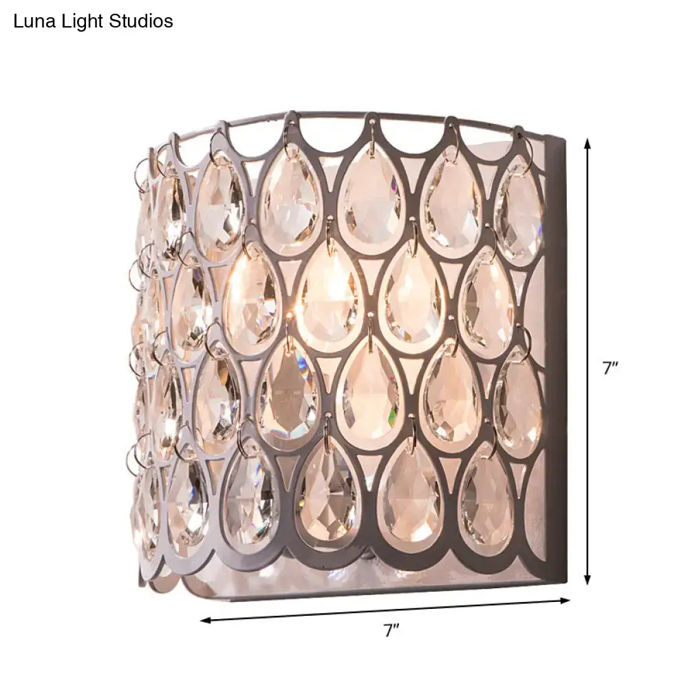 Modern teardrop crystal wall mounted light – bedroom white sconce