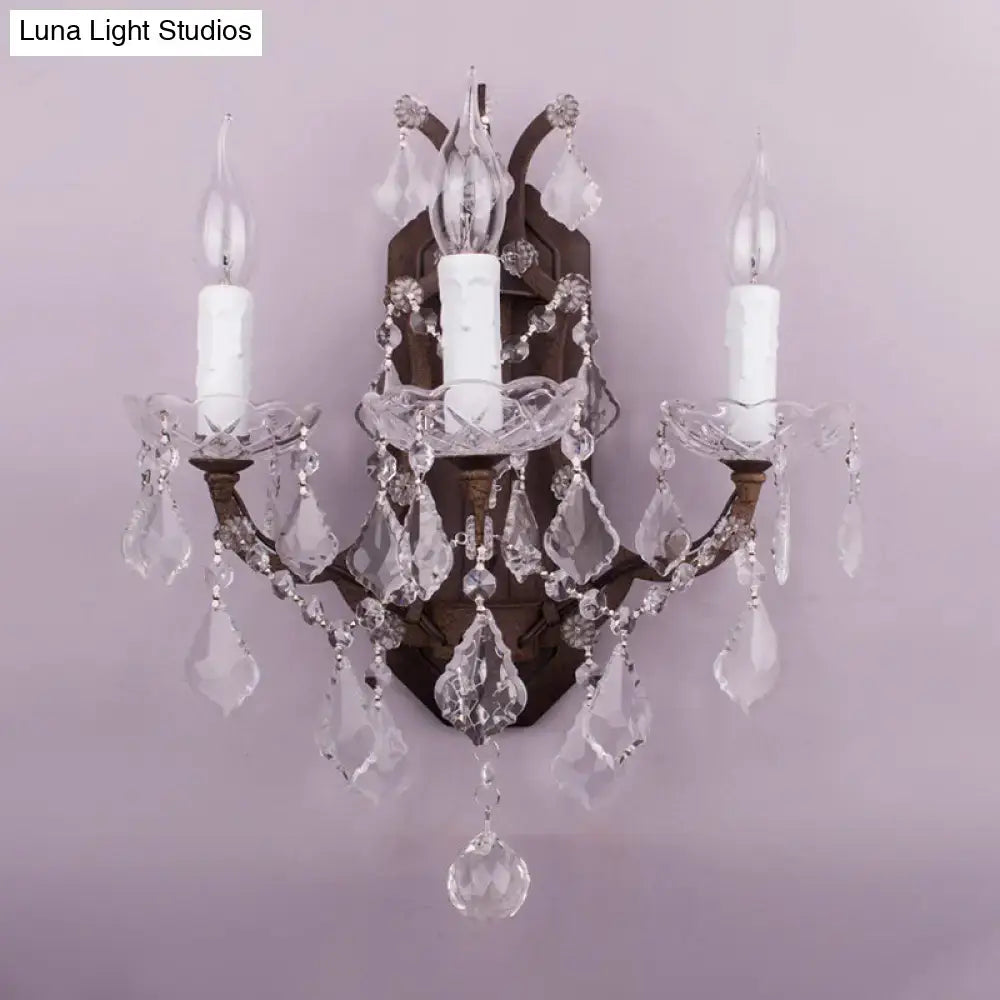 Modern teardrop white & rust wall lamp – living room crystal sconce