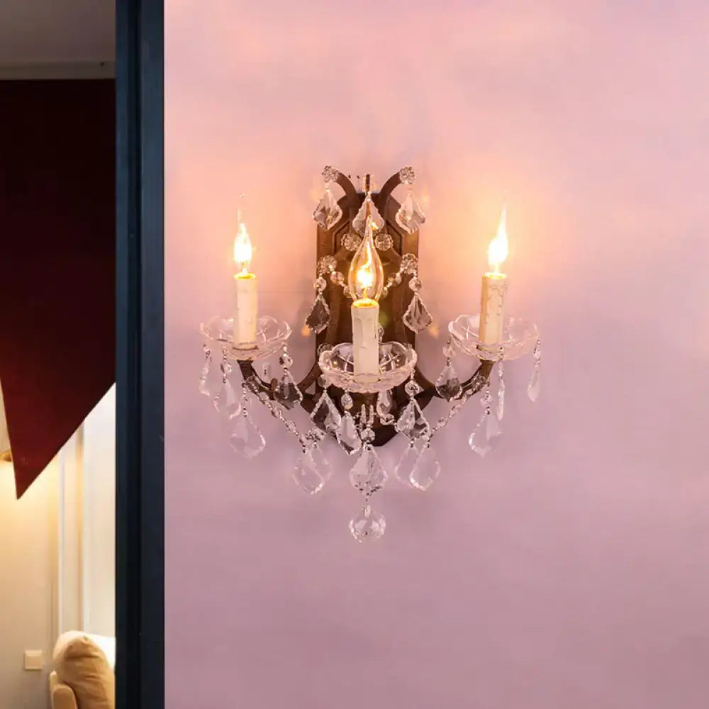 Modern teardrop white & rust wall lamp – living room crystal sconce