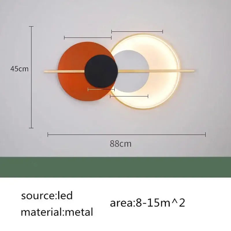 Modern terracotta and black decorbites circular wall lamp bedroom light