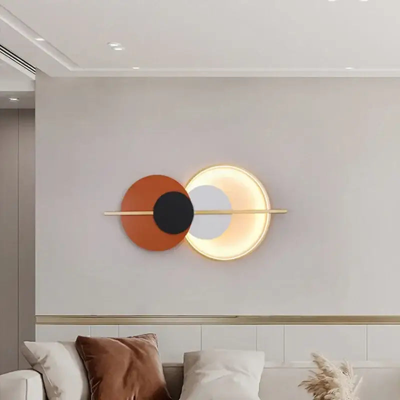 Modern terracotta and black decorbites circular wall lamp bedroom light