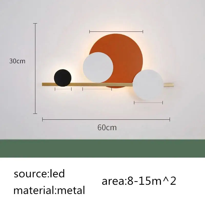Modern terracotta and black decorbites circular wall lamp bedroom light