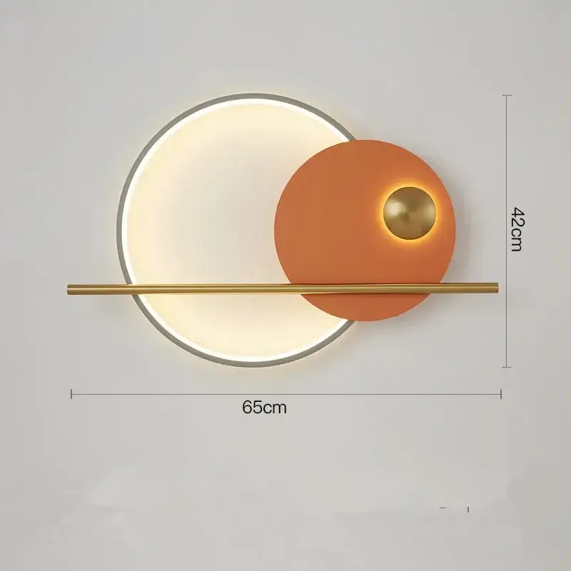 Modern terracotta and black decorbites circular wall lamp bedroom light