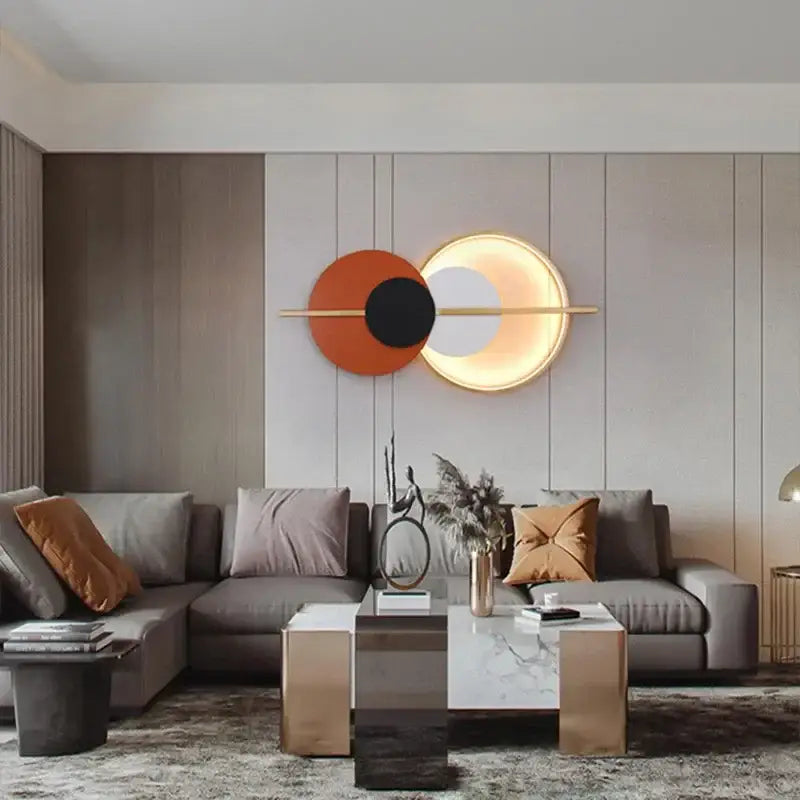 Modern terracotta and black decorbites circular wall lamp bedroom light
