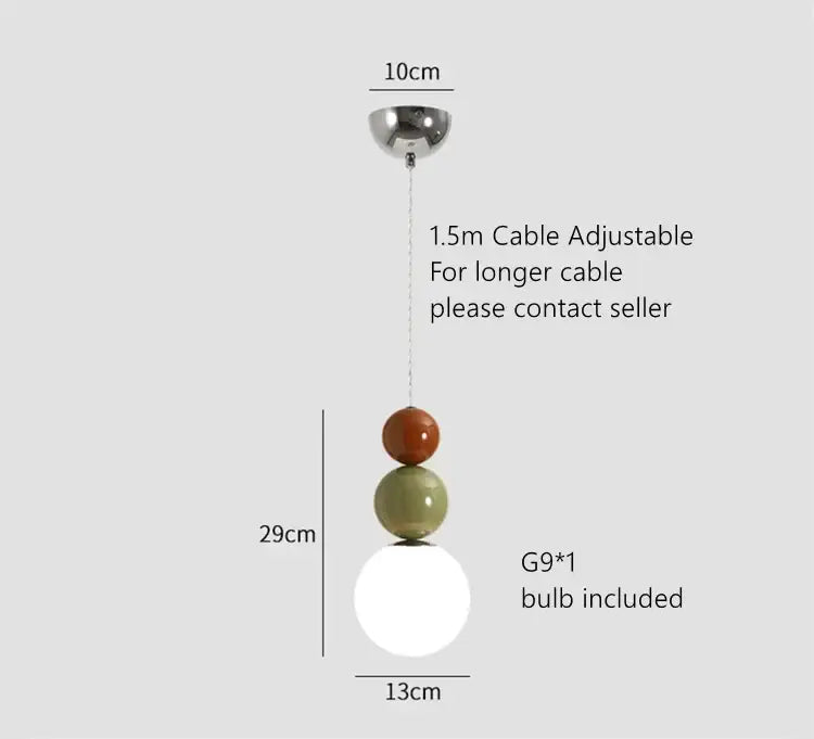 Modern terracotta & sage green pendant lights living room glass globe