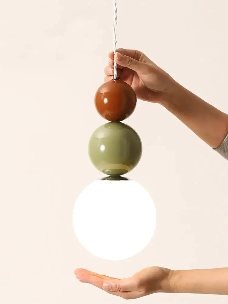 Modern terracotta & sage green pendant lights living room glass globe