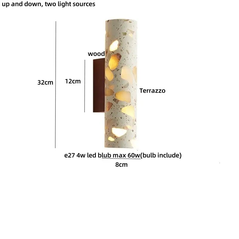 Modern terrazzo concrete led wall sconce bathroom light