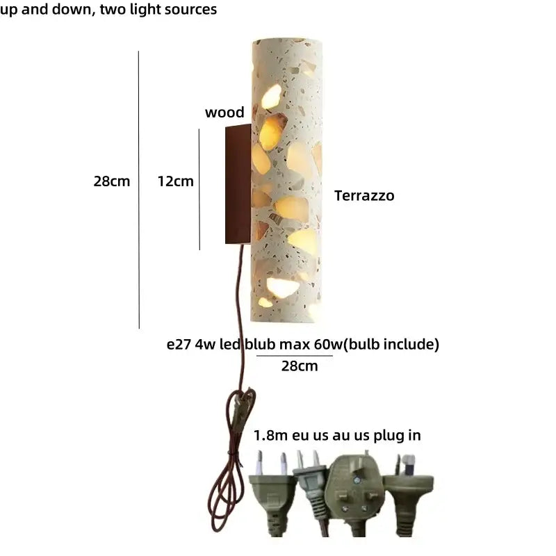 Modern terrazzo concrete led wall sconce bathroom light