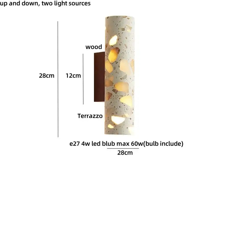 Modern terrazzo concrete led wall sconce bathroom light
