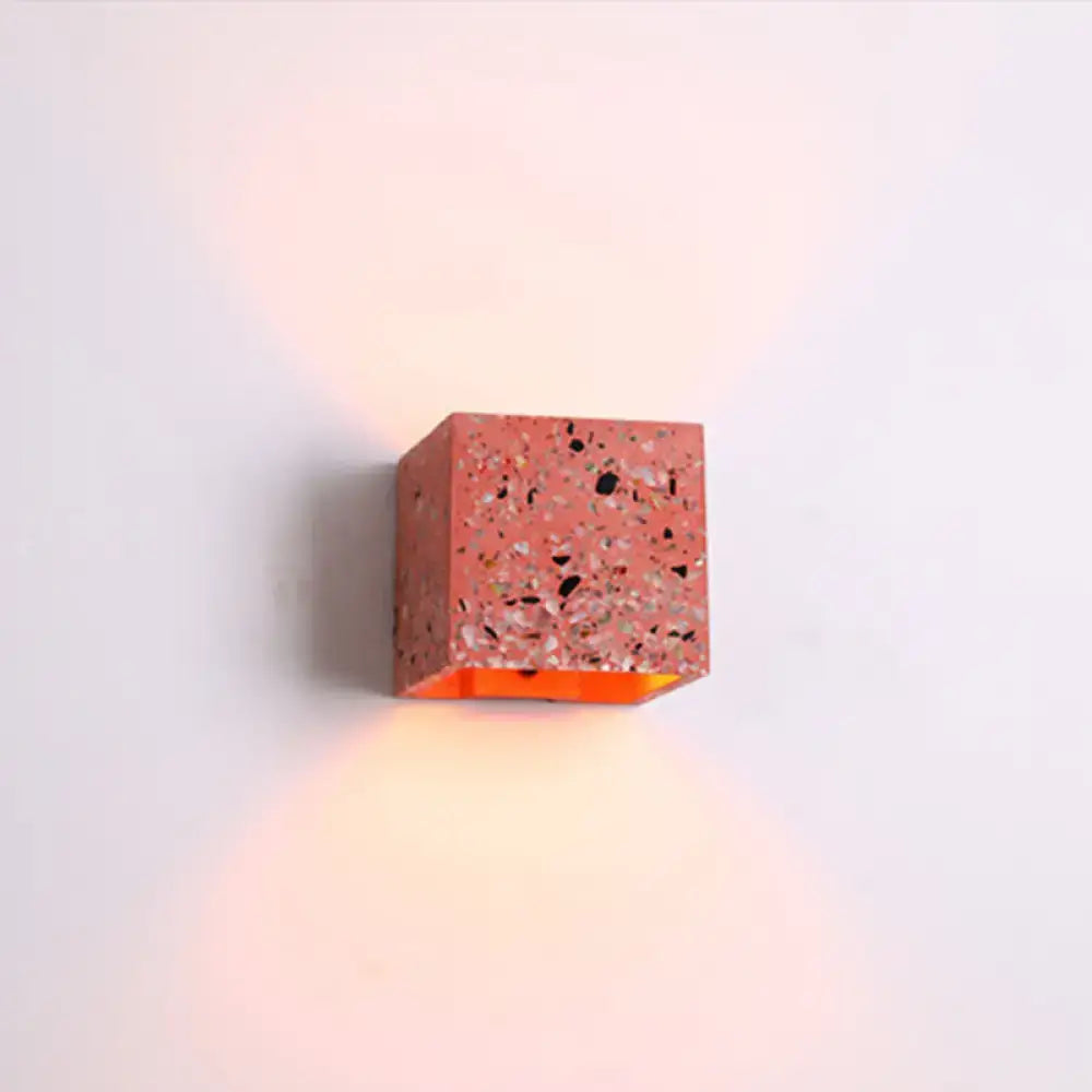 Modern terrazzo square wall light bedroom e26 e27 speckled sconce