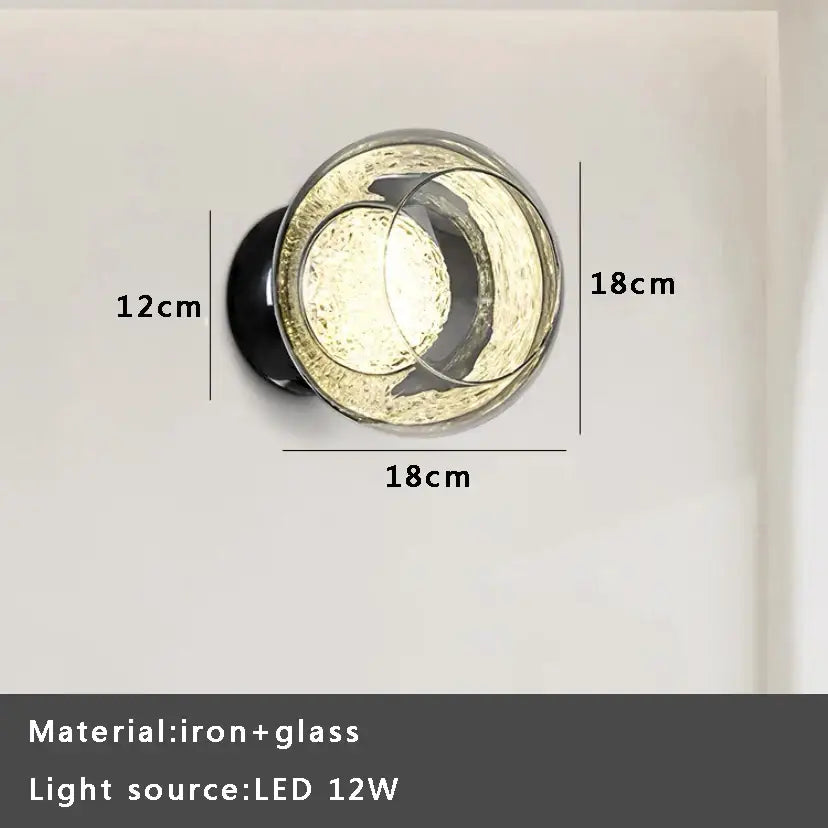 Modern textured glass ball sconce lamp for bedroom aisle decor
