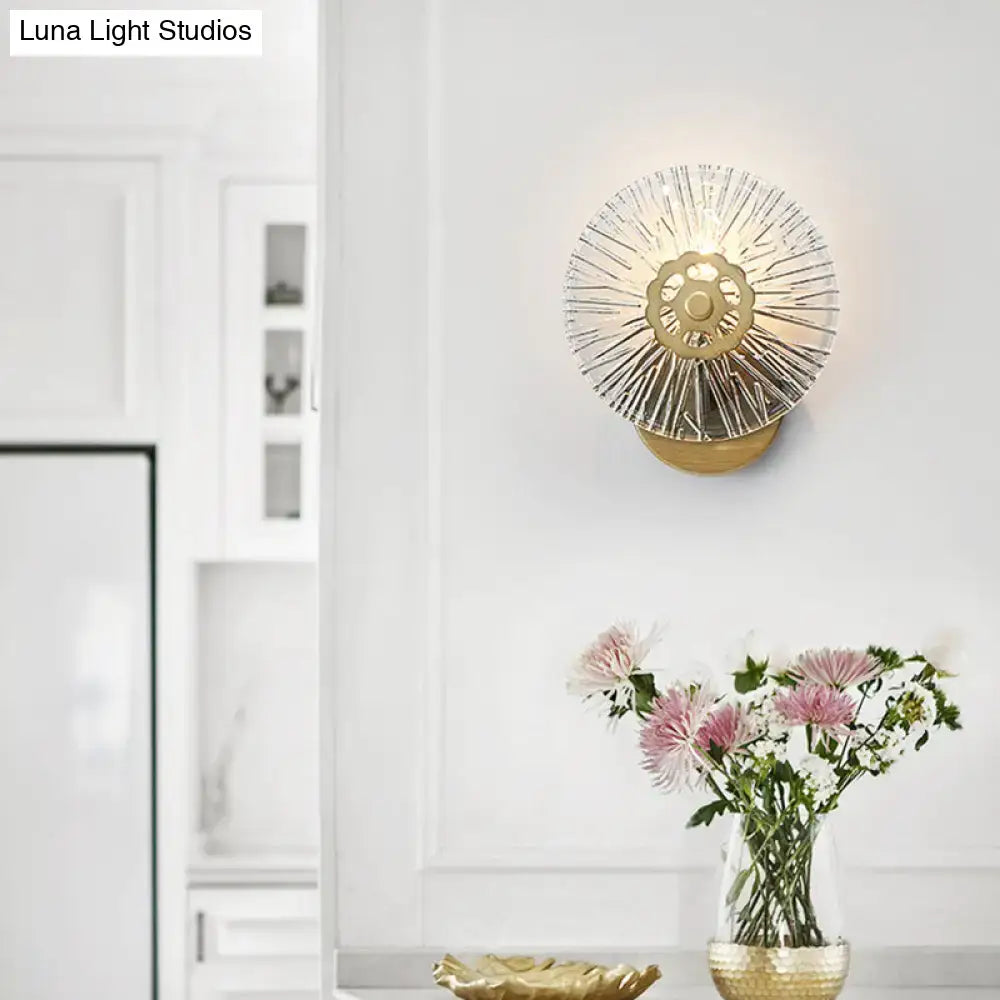 Modern textured gold wall lamp bedroom crystal sconce