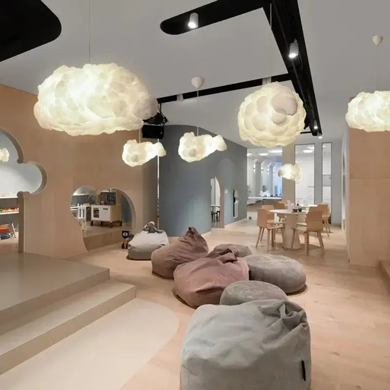 Modern textured white cloud chandelier bedroom pendant light