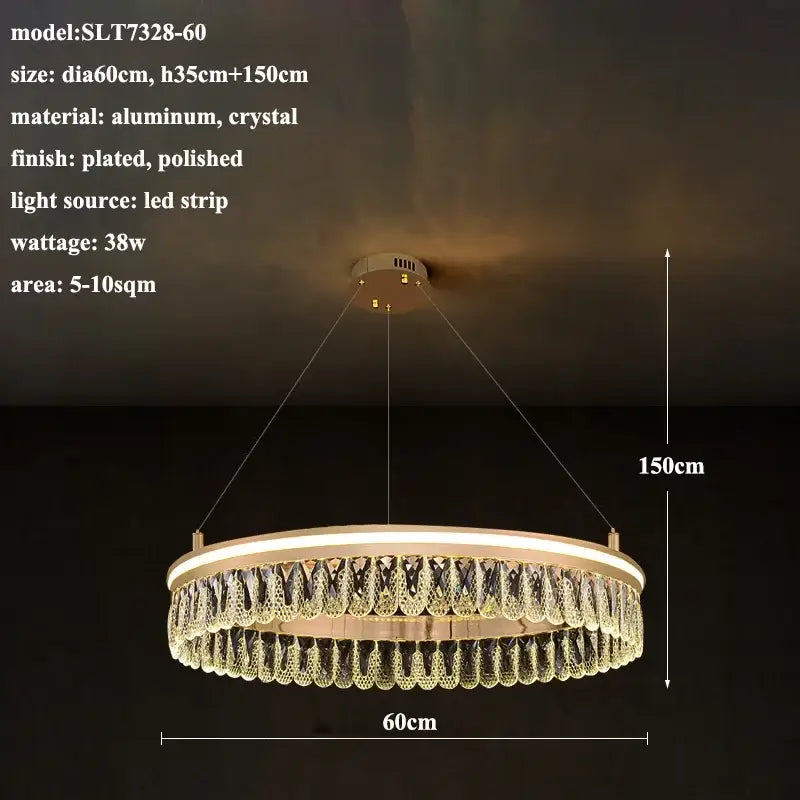 Modern three tier gold crystal led chandelier dining room light