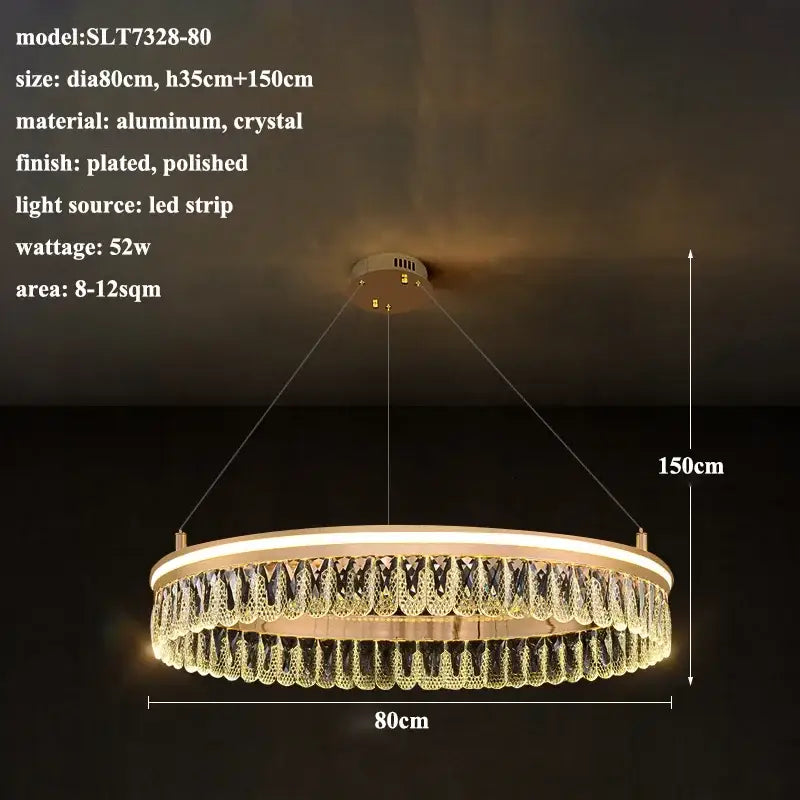 Modern three tier gold crystal led chandelier dining room light