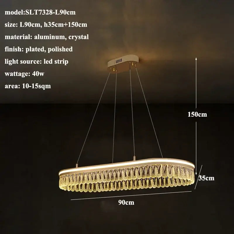 Modern three tier gold crystal led chandelier dining room light