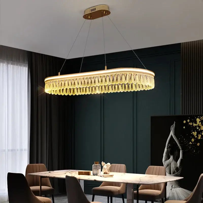 Modern three tier gold crystal led chandelier dining room light