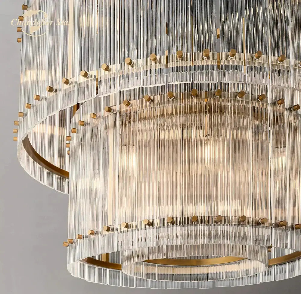 Modern tiered clear led glass chandelier living room pendant light