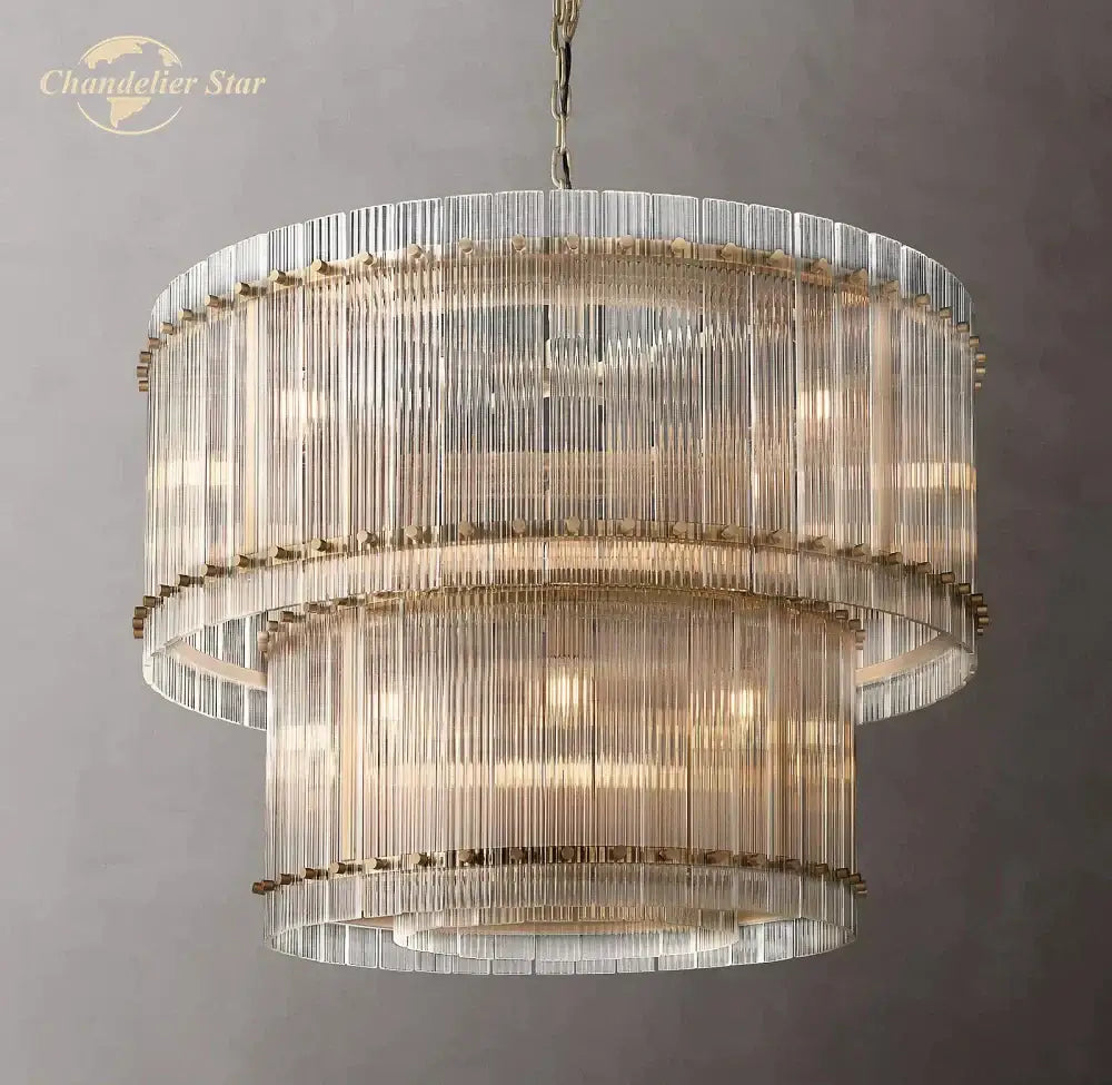 Modern tiered clear led glass chandelier living room pendant light