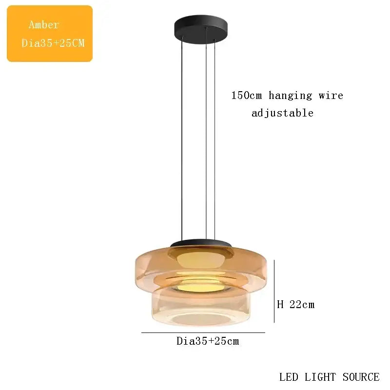 Modern tiered glass pendant light – kitchen island dining table