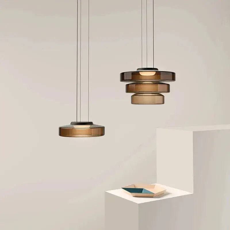 Modern tiered glass pendant light – kitchen island dining table