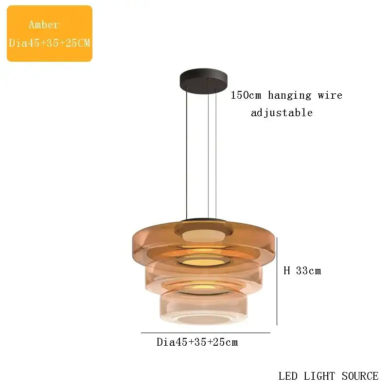 Modern tiered glass pendant light – kitchen island dining table
