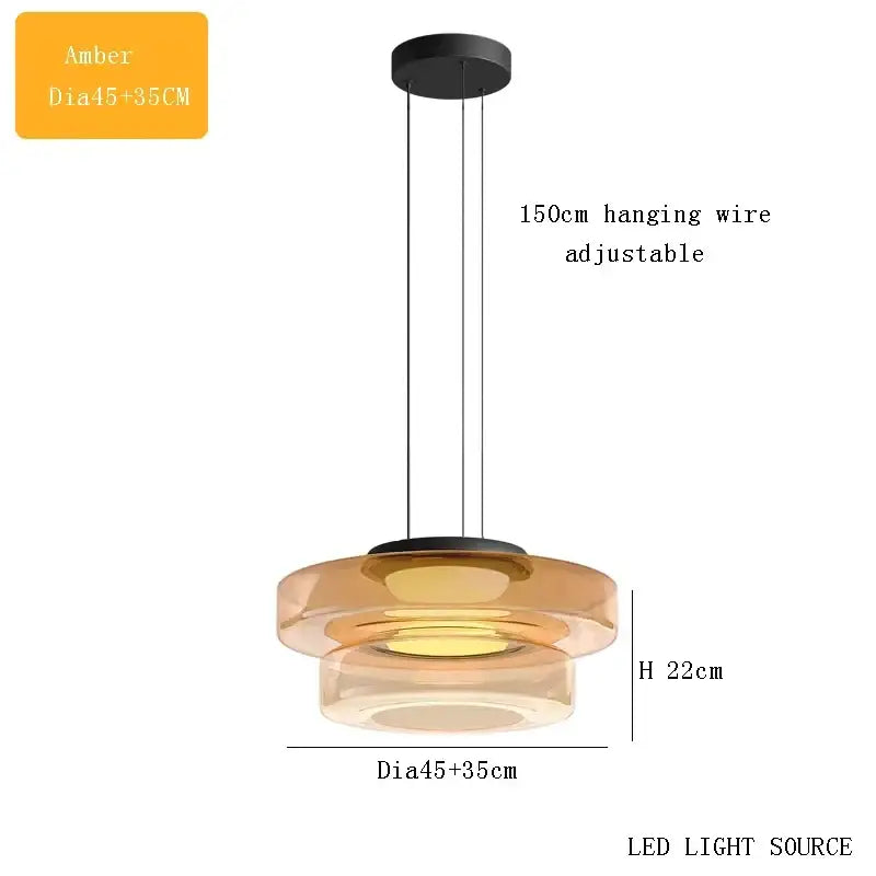 Modern tiered glass pendant light – kitchen island dining table