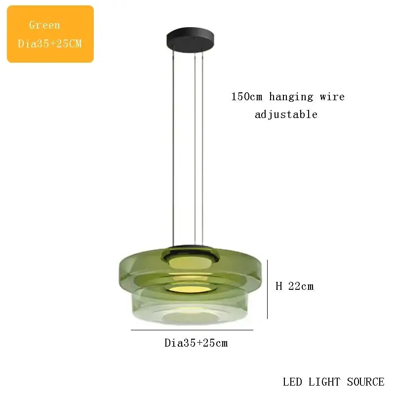 Modern tiered glass pendant light – kitchen island dining table