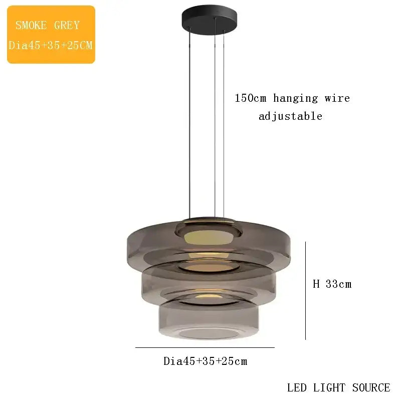Modern tiered glass pendant light – kitchen island dining table