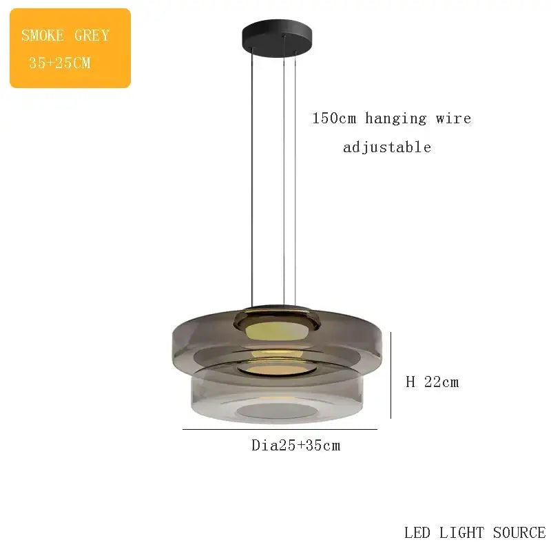 Modern tiered glass pendant light – kitchen island dining table