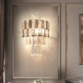 Modern tiered smoke gray crystal wall sconce for living room