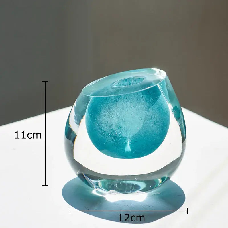 Modern translucent blue colorful glass vase living room flower pot