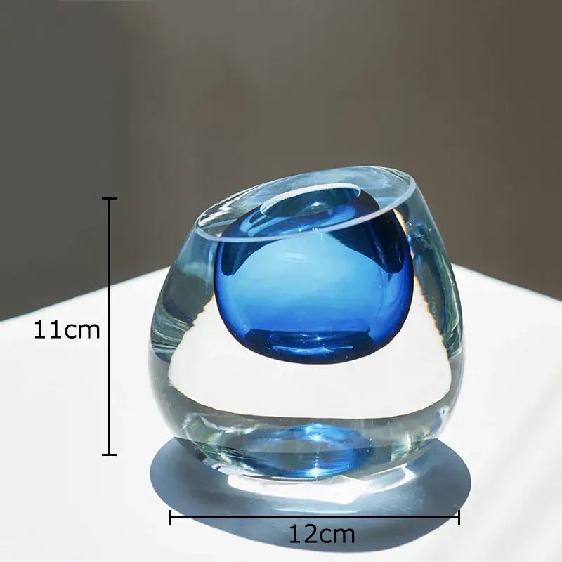 Modern translucent blue colorful glass vase living room flower pot