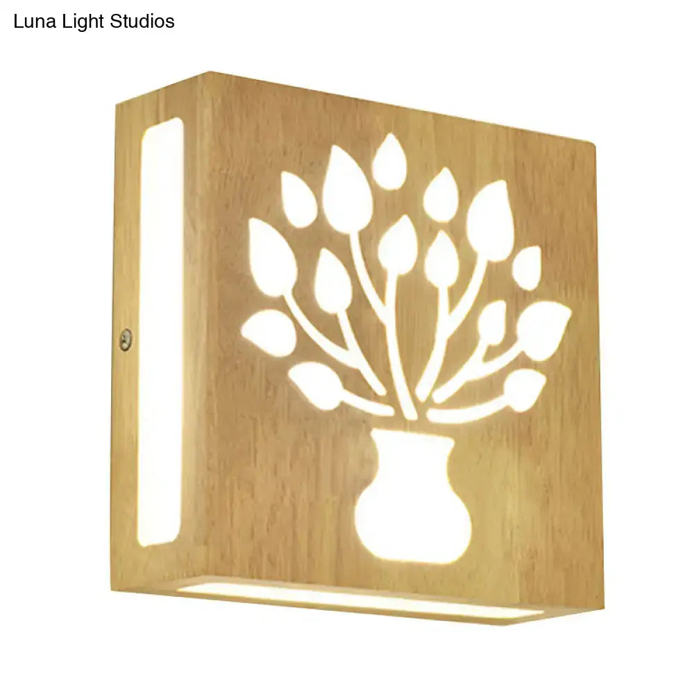 Modern tree pattern bamboo wall light bedroom direct wired electric