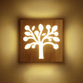Modern tree silhouette wooden square flush mount corridor wall sconce