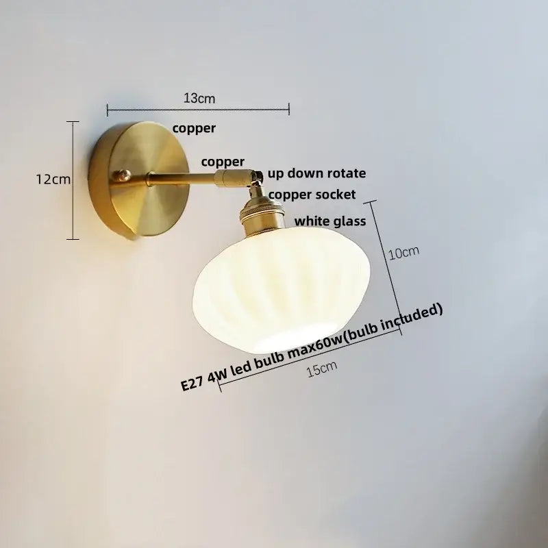 Modern turquoise blue glass wall sconce bedroom pull chain light