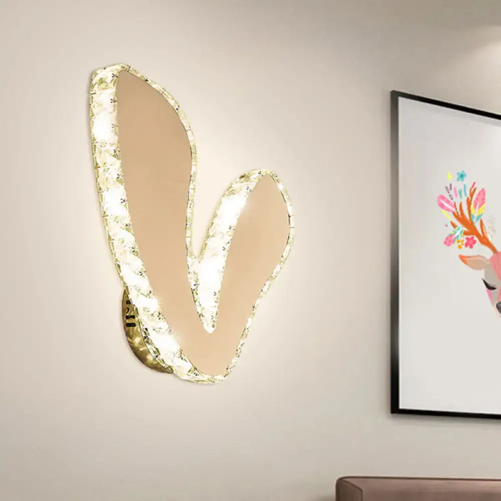 Modern v-shape gold crystal flush mount lamp – sleeping room wall
