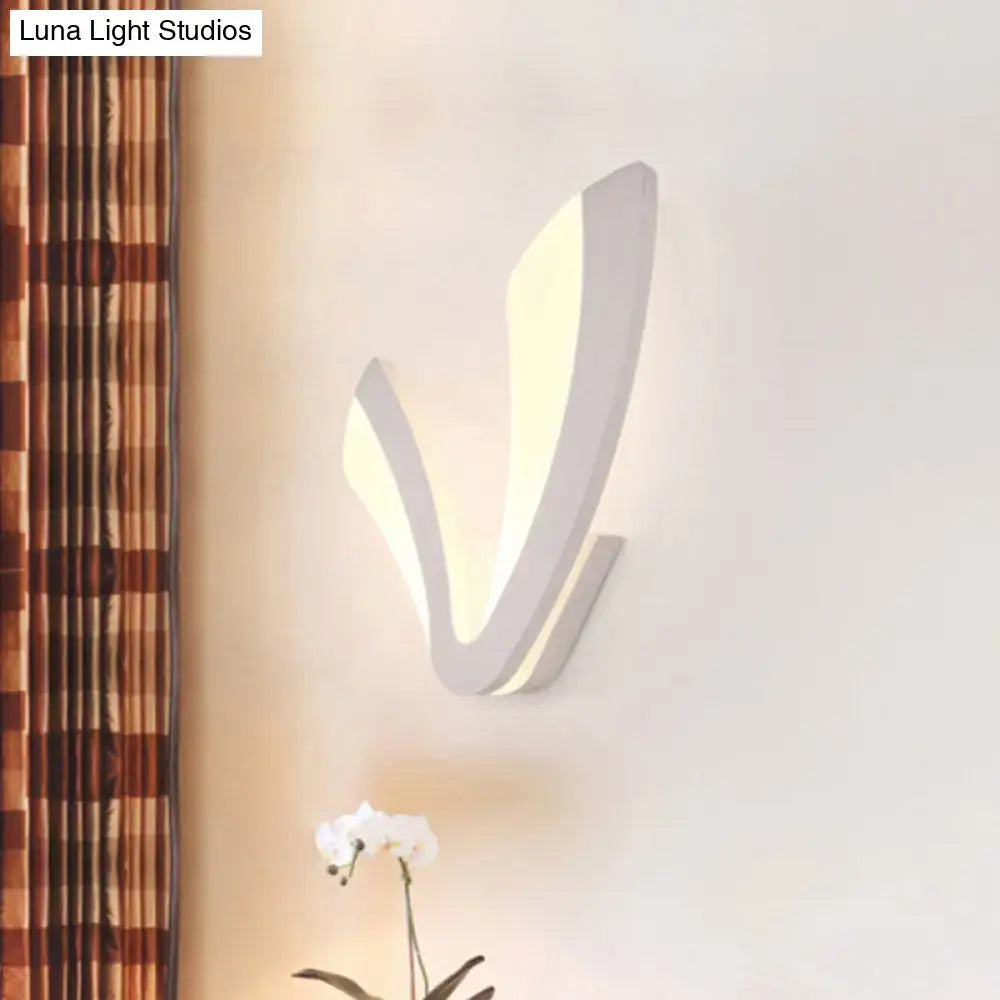 Modern v shaped white wall mounted light bedroom ambient sconce